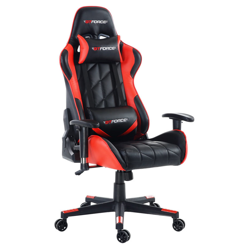 Brayden Studio Foreston Reclining Faux Leather PC & Racing Game Chair, Red/Black