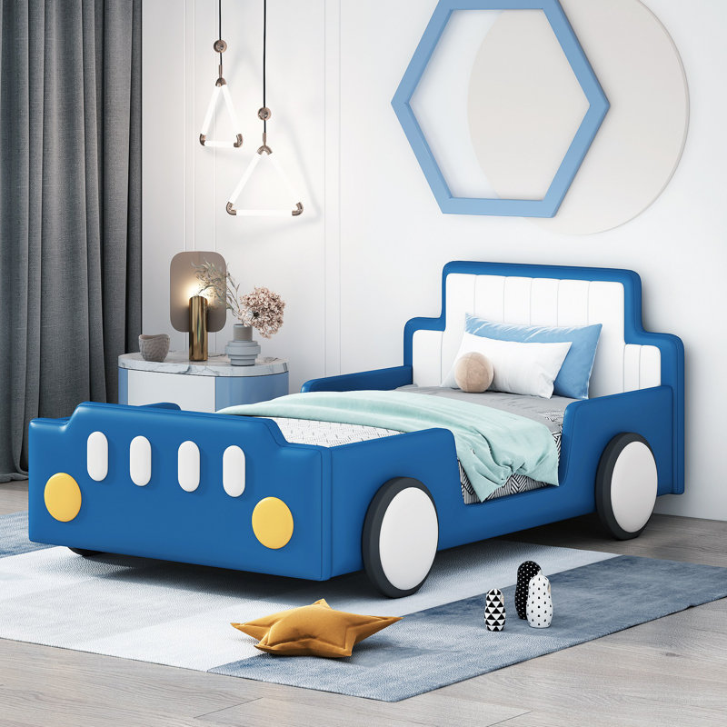 Lit plateforme avec roulettes Race, Bleu