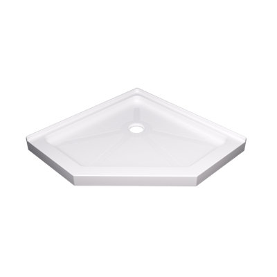 36" D x 36" W x 3.5" H Corner Drain Neo-Angle Shower Base in White