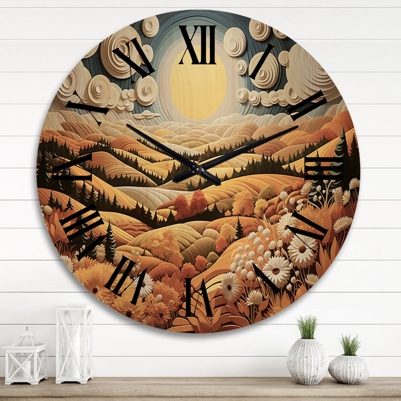 Horloge murale en bois massif Venette, Très grand