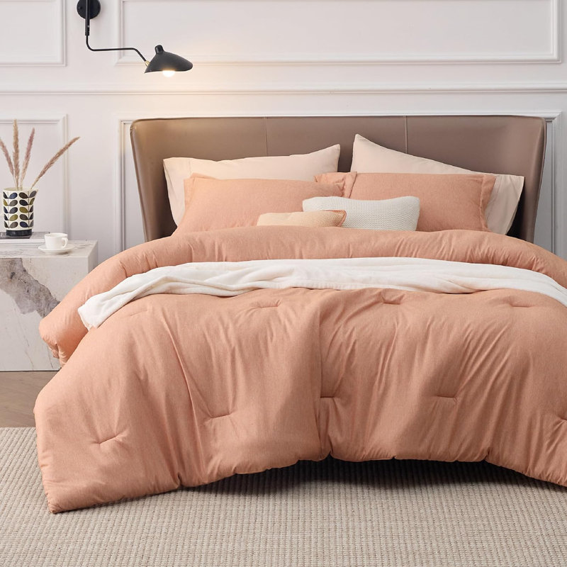 Polyester Standard Comforter, Queen Comforter + 2 Queen Shams, Orange