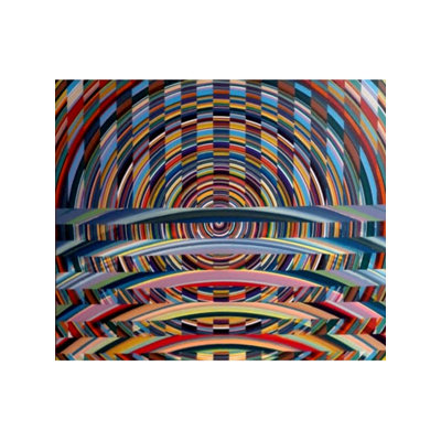 Out of Horizons Acrylic Painting by Ghanshyam Gupta – 35" x 41" Abstract Geometric Canvas Art with Concentric Circles and Cosmic Motifs for Contemporary Home Decor