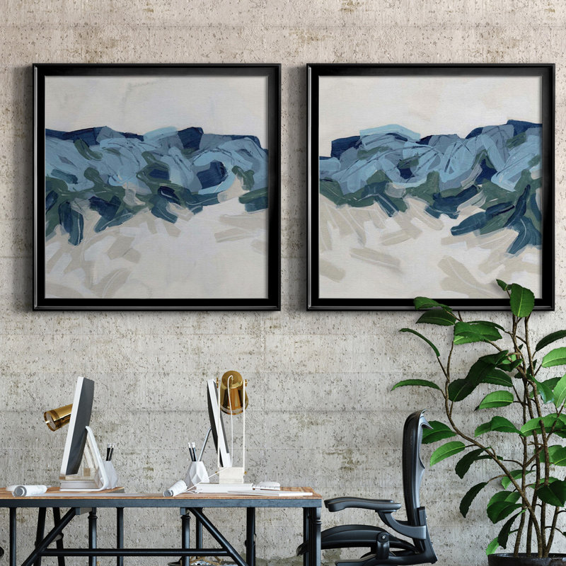 Mountain Strata I Mountain Strata I - ensemble de 2 peintures encadrées, Toile avec cadre noir, Pas de tapis
