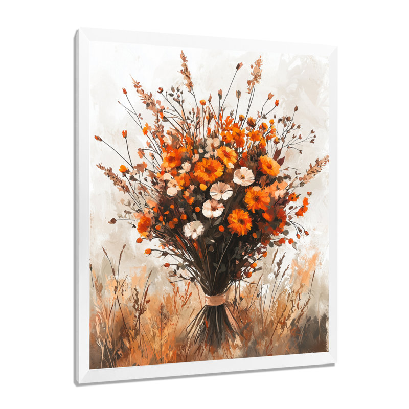 Harrison - Floral Wall Art Living Room, 40" H x 30" W, Picture Framed, Blanc