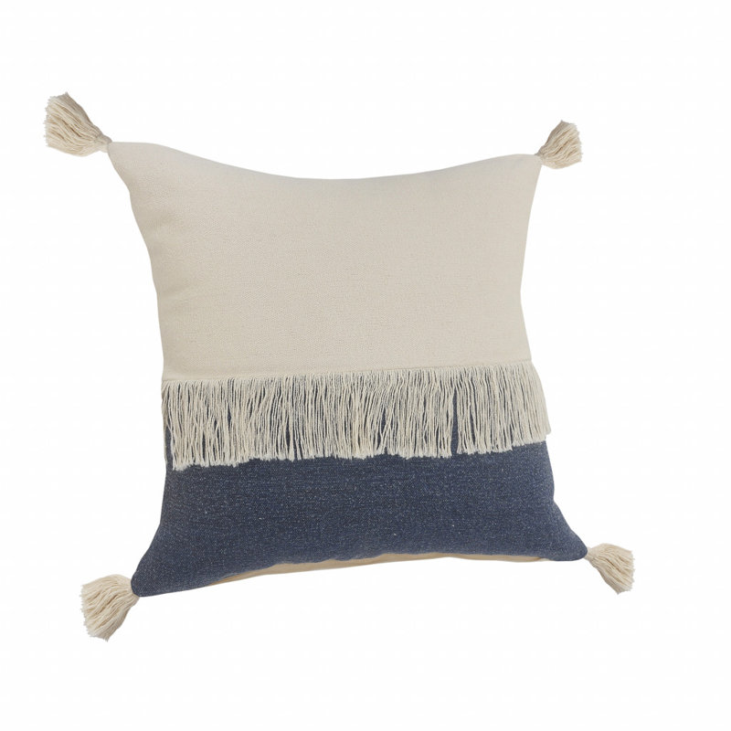 Insert de coussin réversible , Denim bleu / blanc cassé
