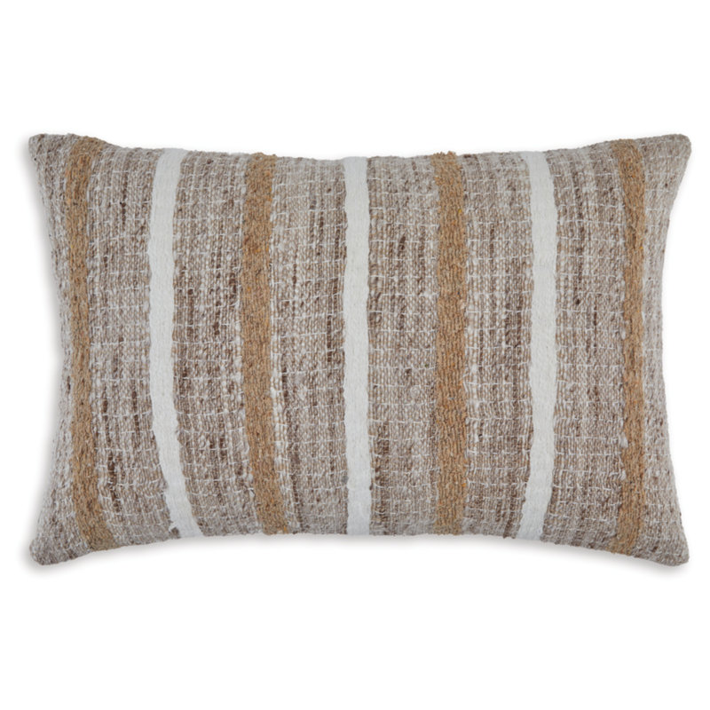 Rectangular Brown Cotton Linen Lumbar Accent Pillow