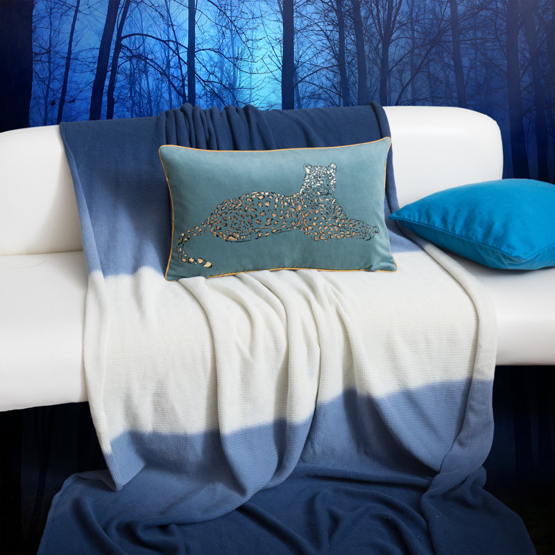 Housse de coussin décoratif léopard, Bleu