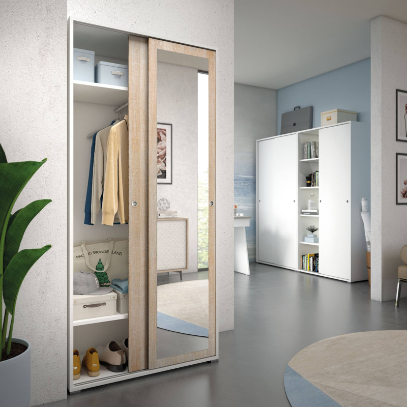 Gurtie 2 Door Manufactured Wood Wardrobe, Oak/White