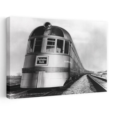 Années 1930, années 1940, tête de moteur sur la route de Burlington, Streamliner, Denver Zephyr, Chicago, Denver, rétro, cheval rétro, art mural