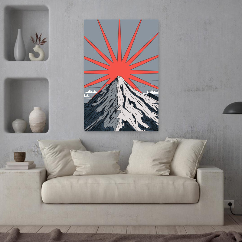 Contemporary Art Geometric Minimalist Peaceful Landscape Mountain Wall Art, 36" H x 24" W