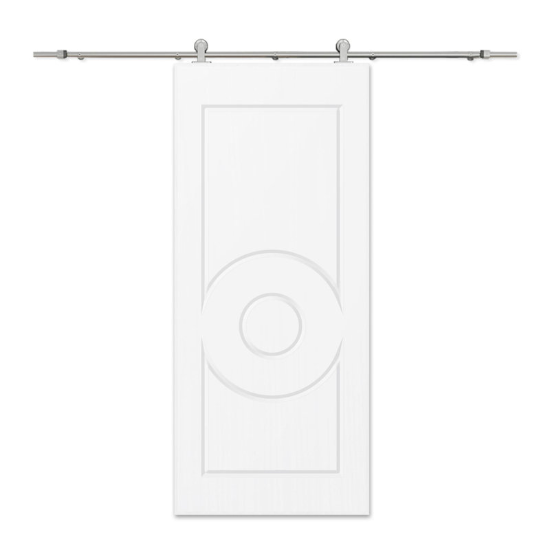 Porte de grange à panneaux et en bois manufacturé avec quincaillerie d'installation, Blanc, 36 po x 84 po