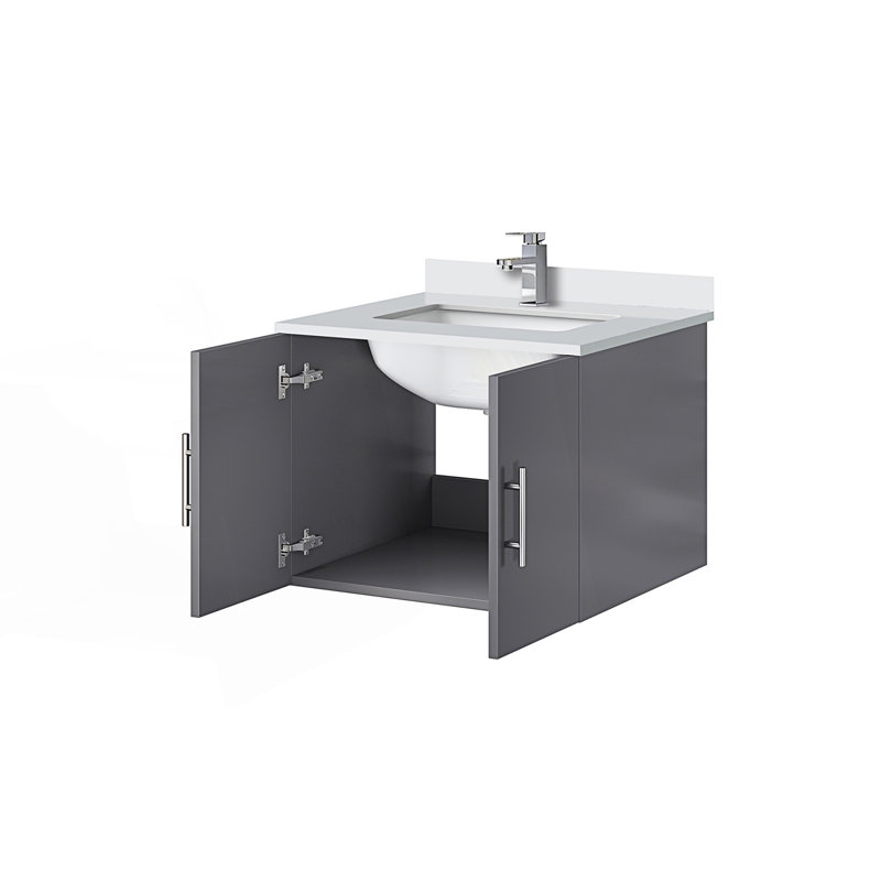 24 po X P 22 po D Meuble-lavabo avec comptoir en marbre et robinet, Gris foncé
