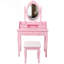 Ensemble de coiffeuse avec miroir et tabouret rembourré Pink Princess, coiffeuse en bois à 4 tiroirs pour chambre de fille, coiffeuse avec beaucoup de rangement-1085241307