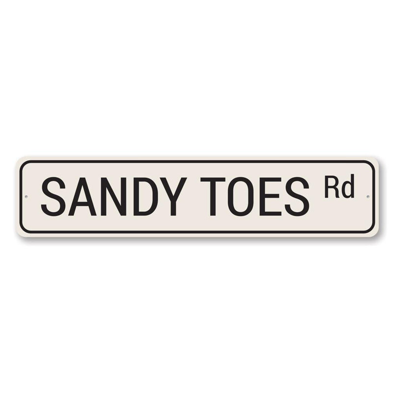Plaque en aluminium Sandy Toes Road, H 4 po x l 18 po x P 0,04 po