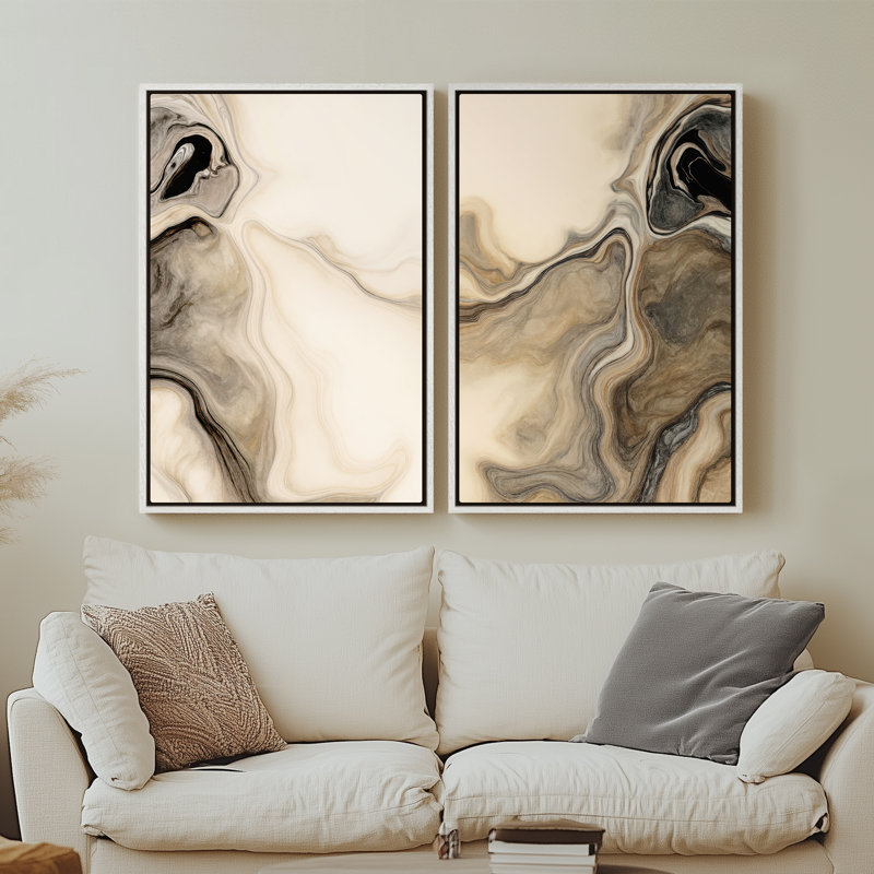 Art mural encadré sur toile, rétro muraux abstraits pour chambre à coucher, H 24 po x l 16 po, Blanc