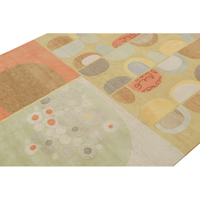 Hand Knotted Geometric Area Rug, Rectangle 13' x 18'