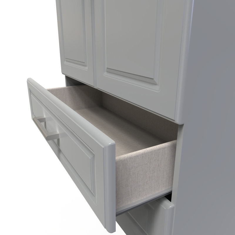Fully Assembled 3 Door Wardrobe, Grey/Oak