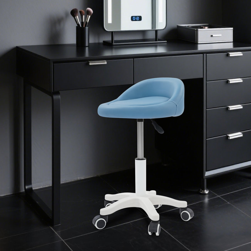 Tabouret de bureau réglable à roulettes, Bleu