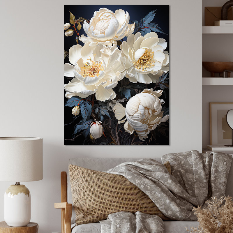 Beige Whispers Of Peony sur impression sur toile, Toile tendue, H 40 po x l 30 po x P 1,5 po