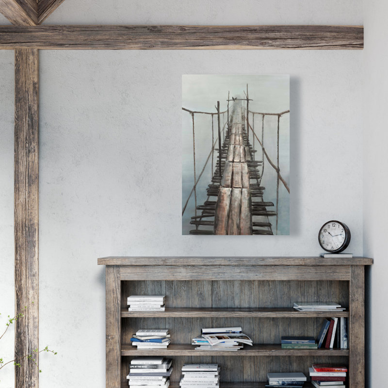Old Abandoned Bridge - Scenic Gray Canvas for Home Decor