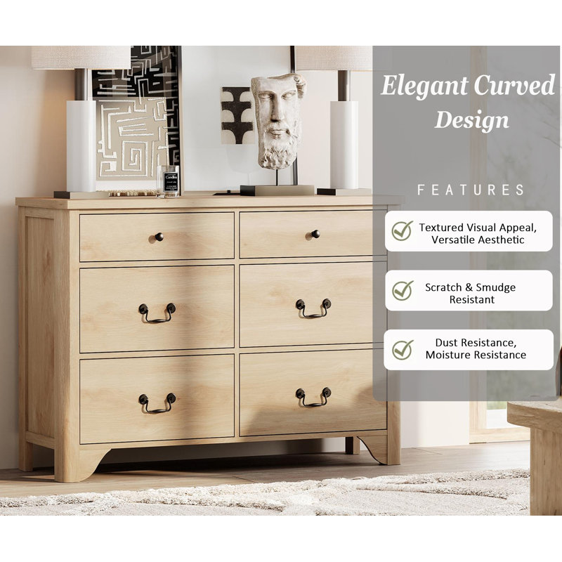 Ensemble de commodes 6 tiroirs modernes avec rangement Minimalist, Chêne / chêne