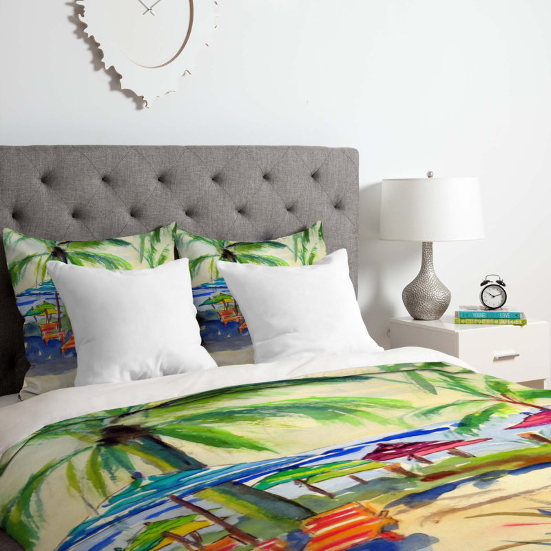 Ensemble de housse de couette caraïbes time, Housse de couette pour grand lit et 2 taies décor