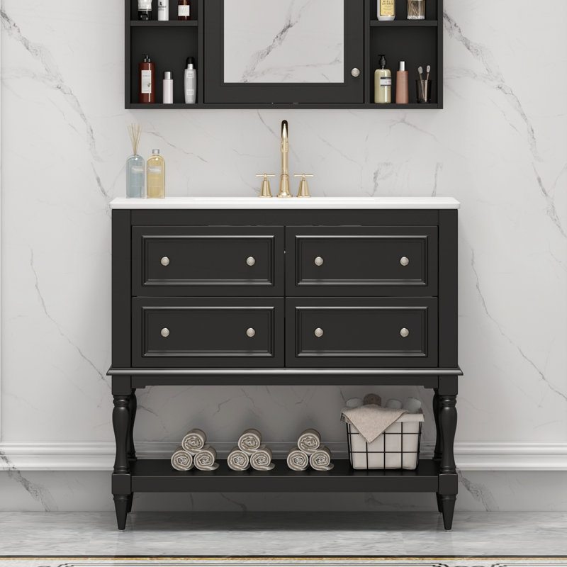 Ensemble de meuble-lavabo 36 po avec lavabo, Noir, noir, noir, noir