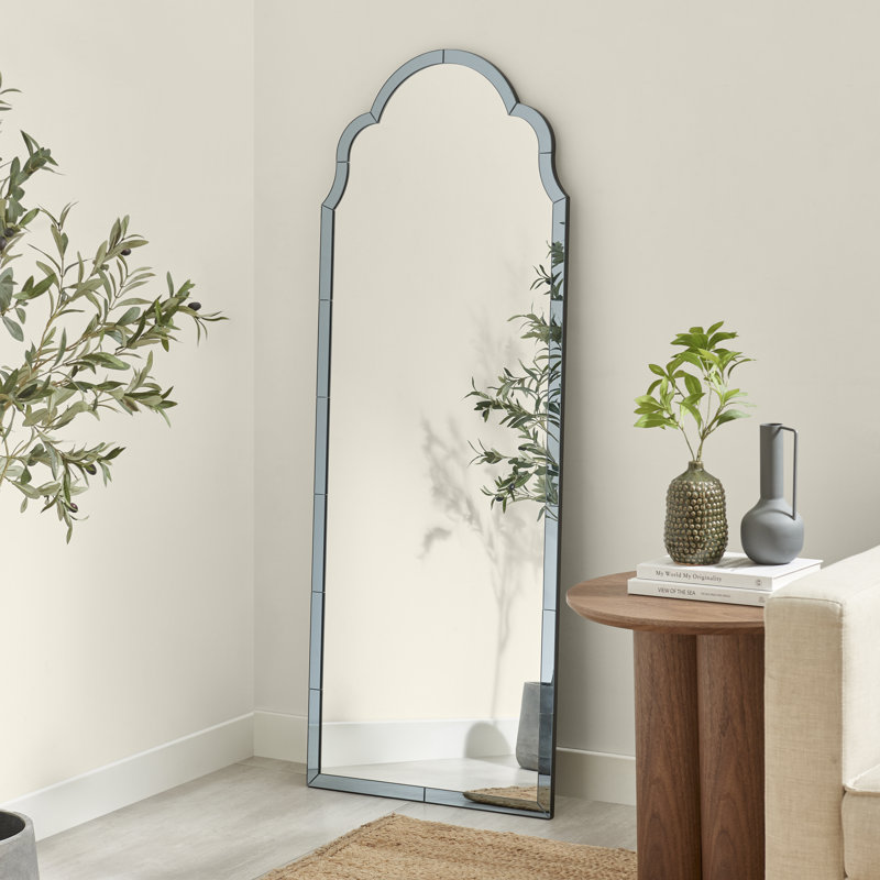 Weippe Glass Arch Floor Mirror, Blue