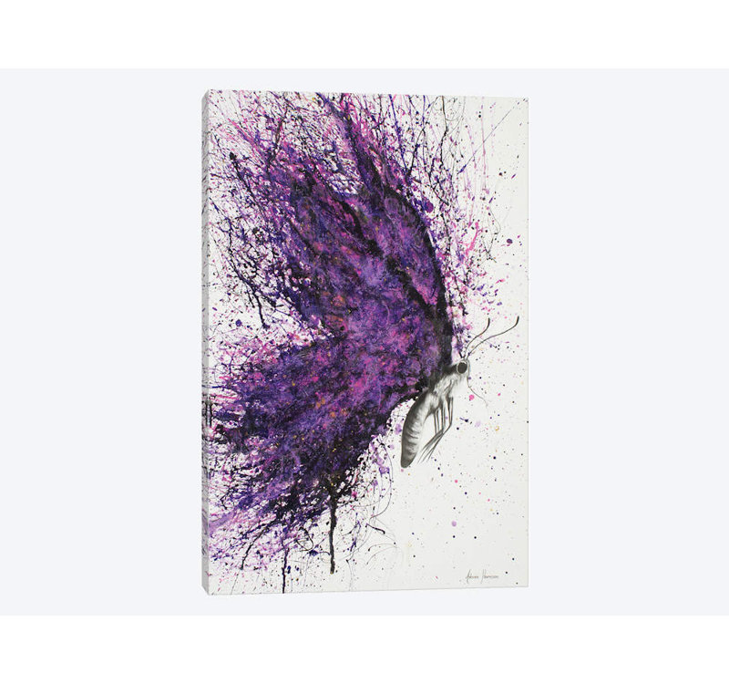 «Purple Sky Butterfly», impression sur toile, H 26 po x l 18 po x P 1,5 po, Toile tendue, Pas de tapis