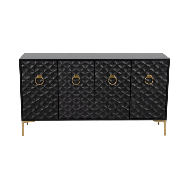 Lancey 16'' Solid Wood Console Table, Black/Gold