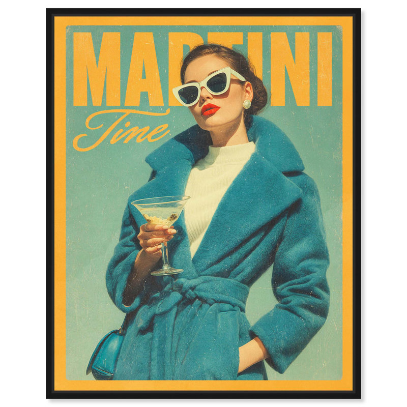 «Martini Time», reproduction d'art sur toile par Art Remedy, Structure noire, H 21 po x l 17 po