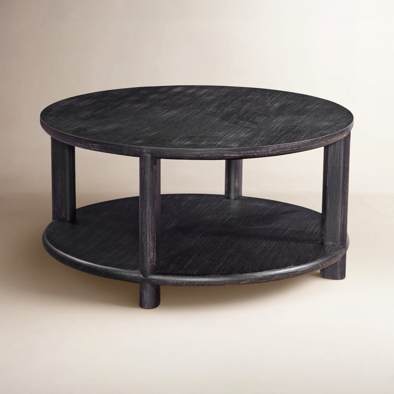 Lyra Solid Wood Coffee Table, Antique Black