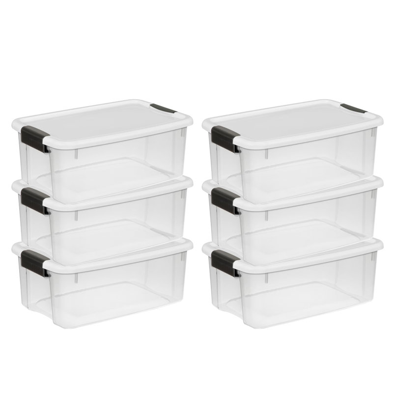 Clear Plastic Stackable Storage Bins with Latching Lids, 12-Pack