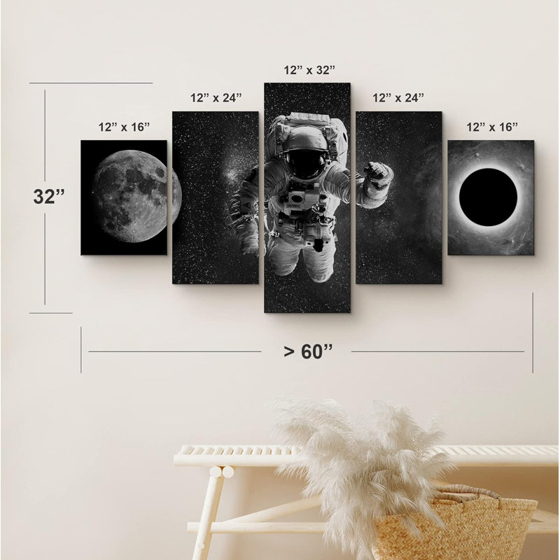 " Astronomy Space Astronaut Moon Solar Eclipse Landscape Nature Photography Art Contemporary " 5 - Pieces