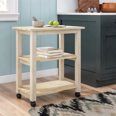 Manatuto 26 " W Kitchen Cart with Solid Wood Top