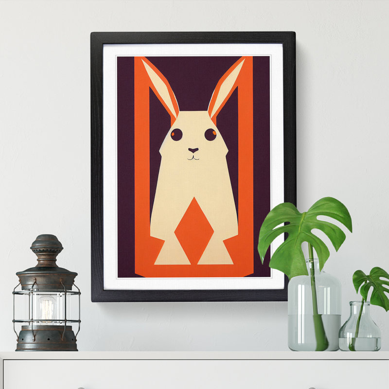 Rabbit Retro - Single Picture Frame Print, Black, 64cm H x 46cm W x 2cm D