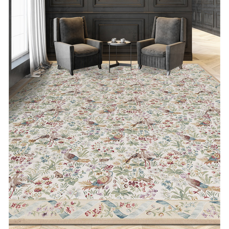 Hand-Knotted High-Quality Ivory and Beige Area Rug