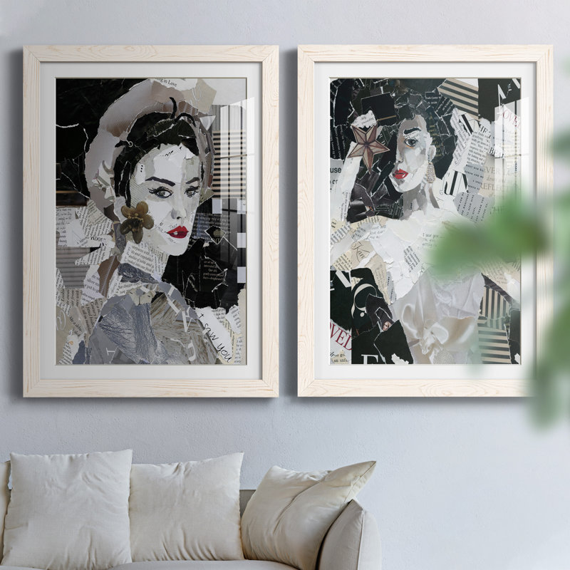 Runway Pause - ensemble de 2 peintures, H 31,5 po x l 47 po x P 1,5 po, Papier encadré blanc