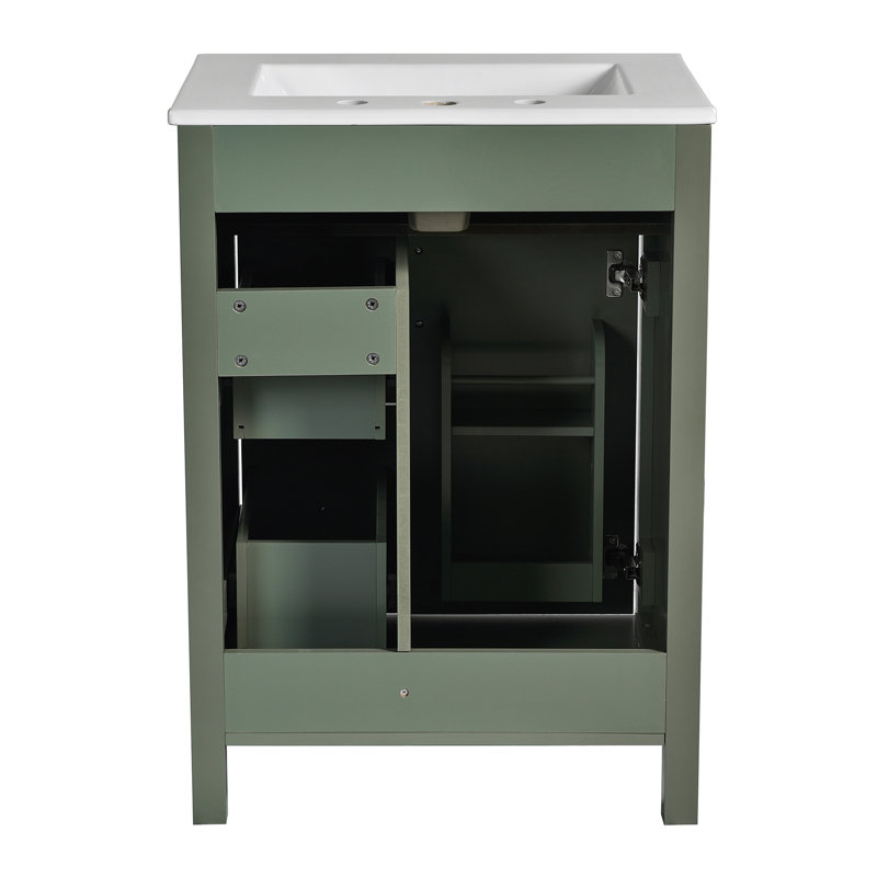 Meuble-lavabo sophistiqué avec des caractéristiques haut de gamme pour une salle de bain élégante, Vert