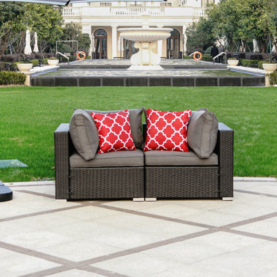 Rosten 64'' High-Density Polyethylene (HDPE) Wicker Outdoor Loveseat