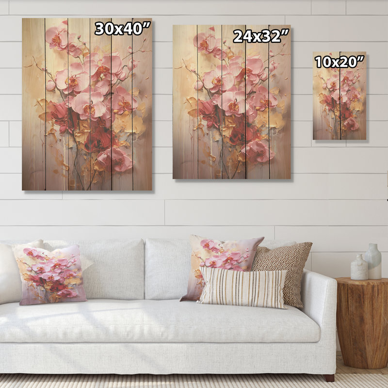 Orchidée élégante Dream I - art mural en bois d'orchidée sur bois de pin naturel, H 20 po x l 10 po