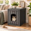 Maison pour chat en résine étanche de 54,5 cm de hauteur, avec bac à litière intégré pour usage intérieur et extérieur.-1501828510