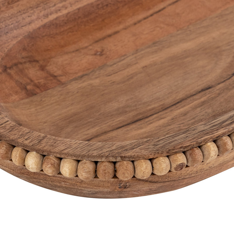 Bol ovale en bois d'acacia perlé