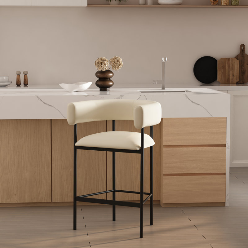 Tabouret de comptoir Onda, Ivoire ivoire, Tabouret de comptoir (siège d'une hauteur de 27 p