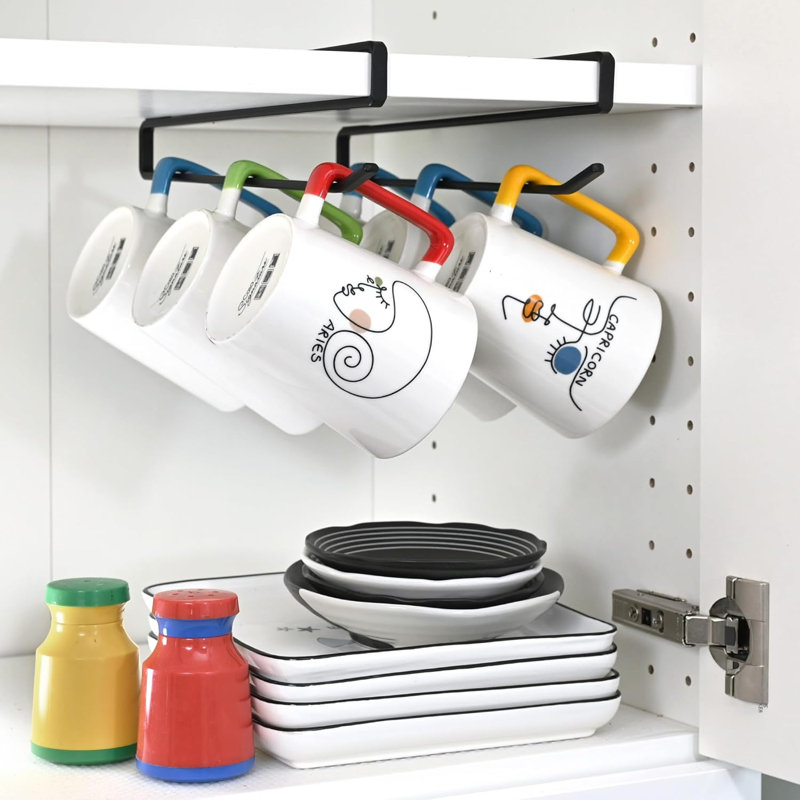 Porte-tasse à café pour armoire, tablette à pince, pour tasses, ustensiles