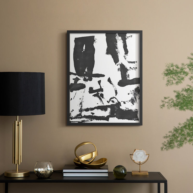Abstrait, abstrait encadré, prêt à accrocher, H 14 po x l 11 po, Noir