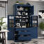 Grand garde-manger autoportant avec tablettes réglables, tiroirs et porte-bouteilles intégrés, style Shaker moderne-973254891