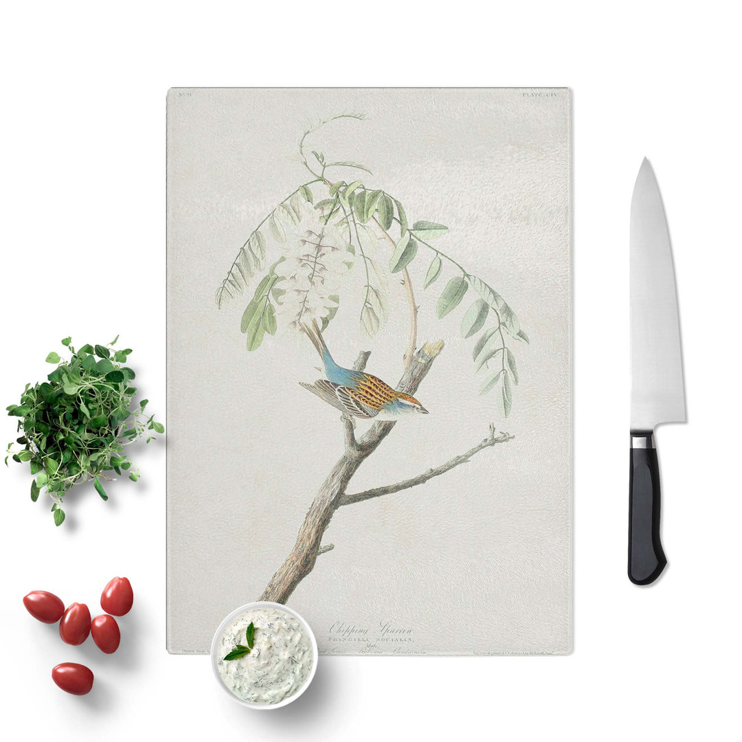Tempered Glass Chipping Sparrow Bird Chopping Board