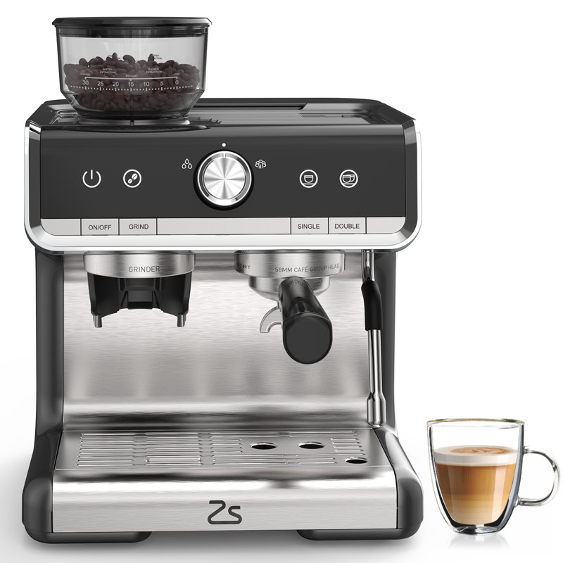 Fashionwu Semi-Automatic Espresso Machine with Frother, Gray