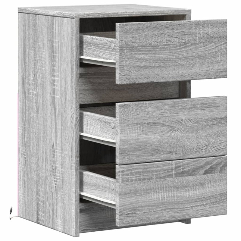 Dawens 38cm W Manufactured Wood Bedside Table, Grey Sonoma